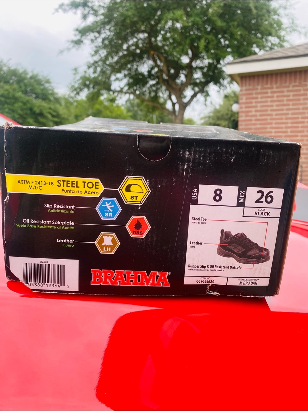 Brahma adan steel toe work shoes black men’s 8m slip resistant